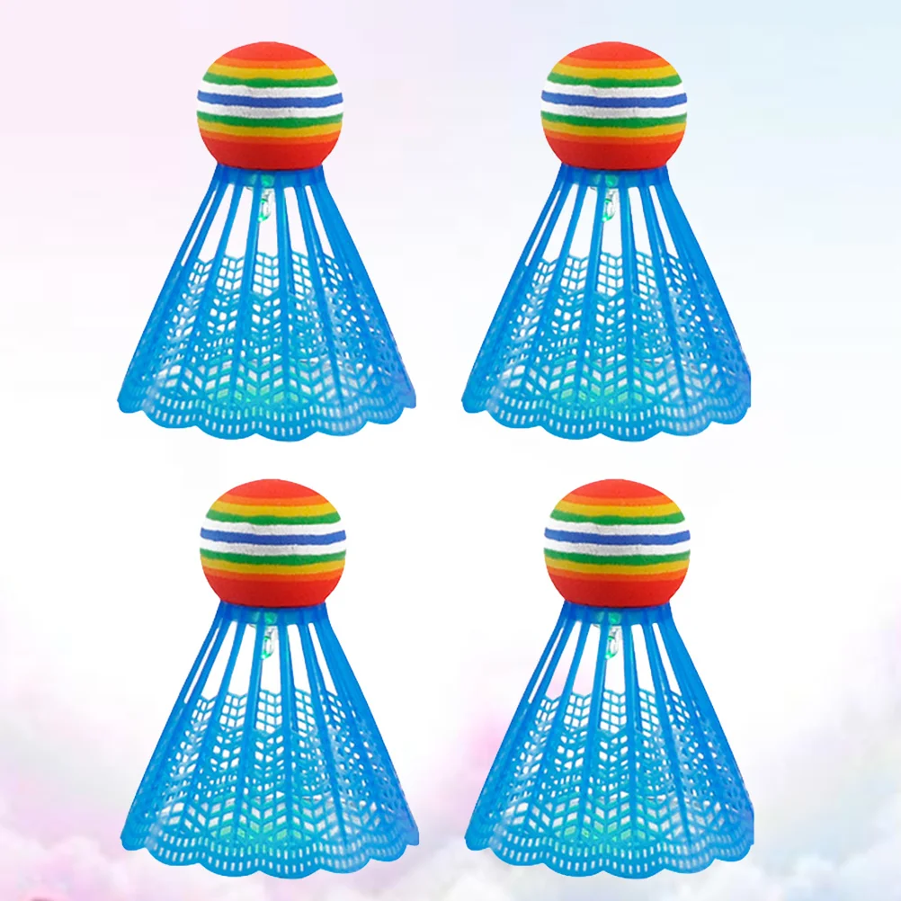 4 قطع LED ليلة توهج الريشة الريشة دائم النايلون ممارسة اللياقة البدنية في الهواء الطلق داخلي اللعب الريشة للمدرسة
