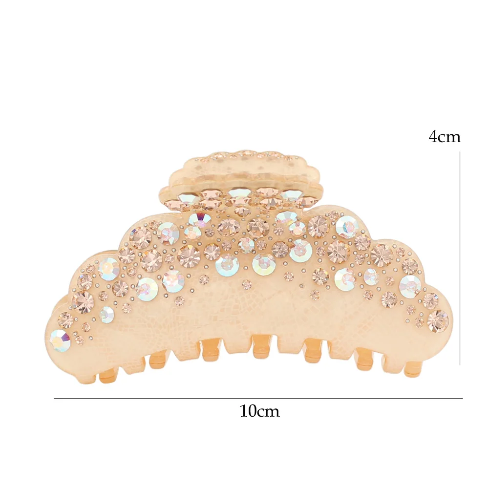 Big Rhinestones Cellulose Acetate Hair Accessory Ornament Jewelry Claw for Women Girls Clamp Tiara for Office Career Party