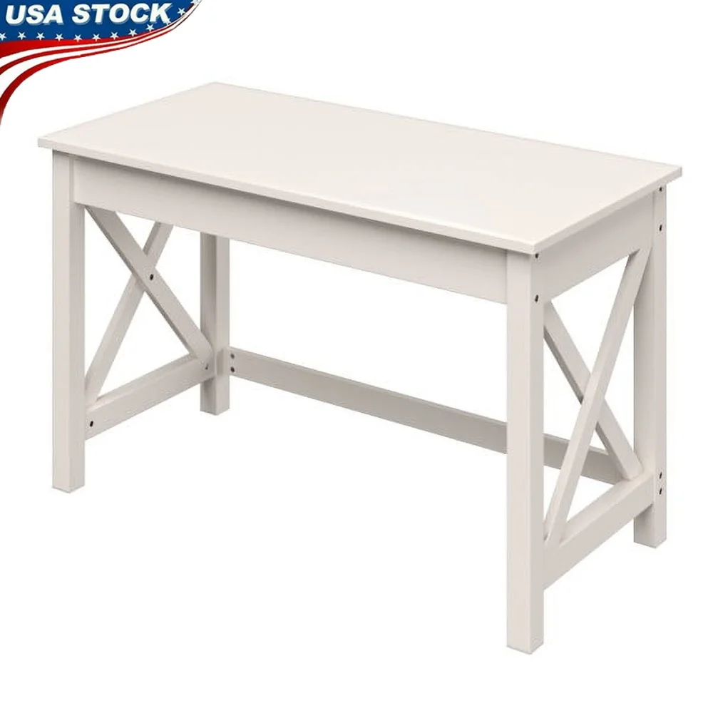 

Письменный стол с ножками с X-образным узором Компьютерный стол Домашний офис Учебный ремесленный стол Легкий прочный Сборка из МДФ Требуется