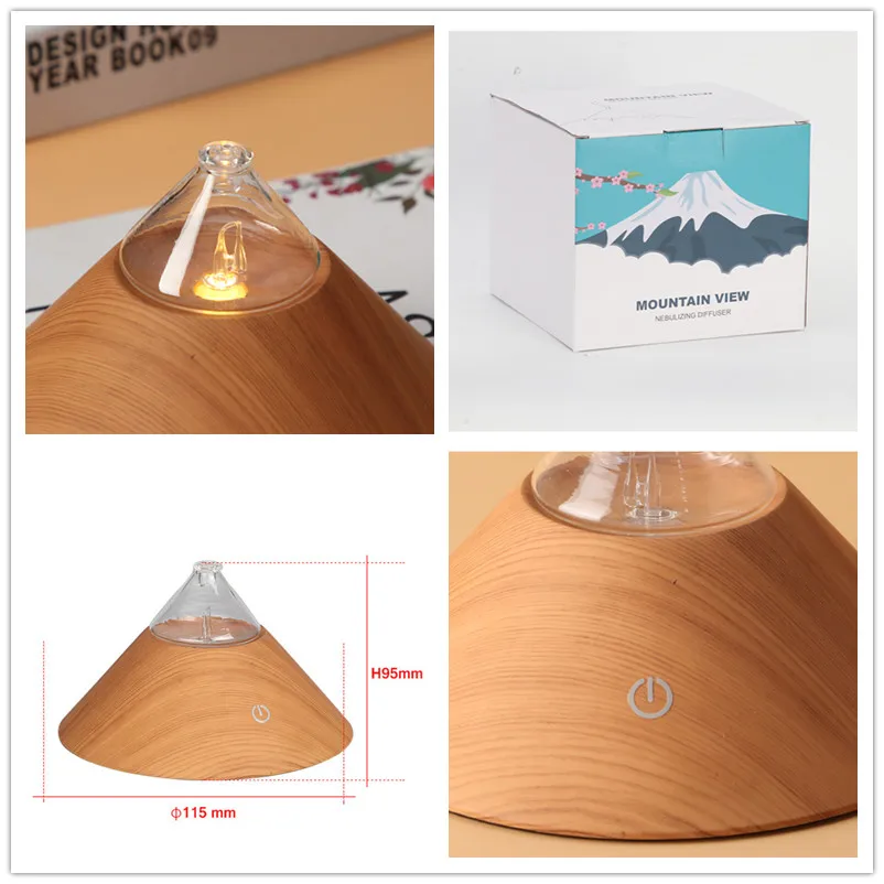 Difusor de aceites esenciales sin agua, recargable por USB nebulizador de vidrio de aromaterapia, luz LED para el hogar y la Oficina