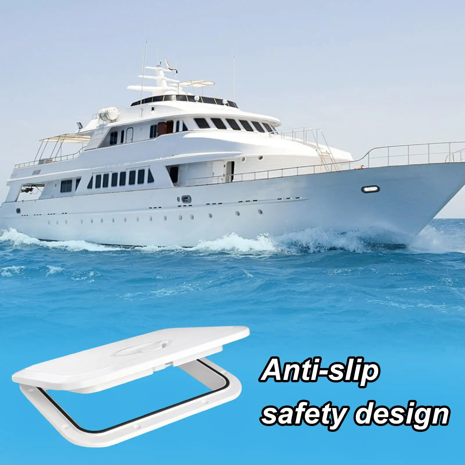 

Boat Access Hatch Rectangle Boat Access Door Hinge Gasket Non-Slip Safety Weather-Resistant Design For Marine Sail Floor Roof