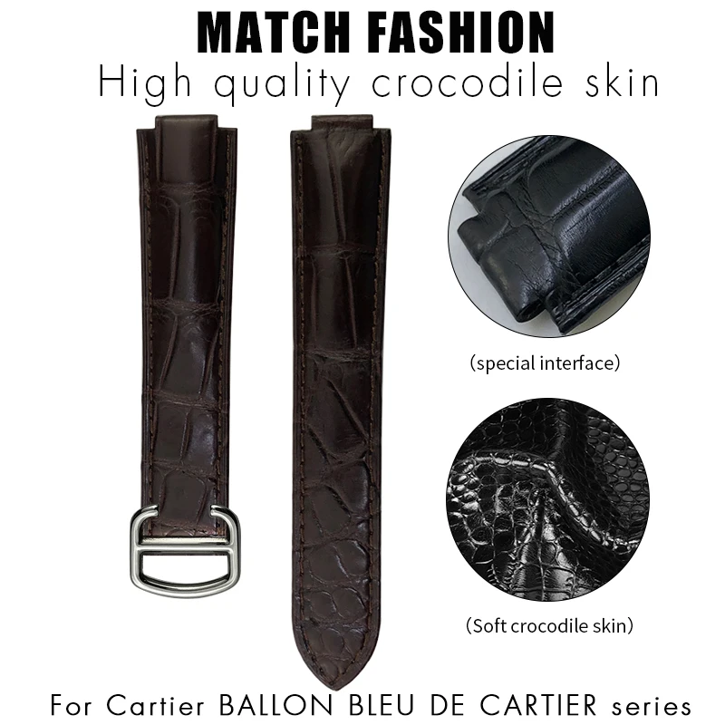 

Crocodile Leather Watch Strap for BALLON BLEU DE CARTIER Convex 14mm 16mm 18mm 20mm 22mm Watchband Luxury Crocodiles Bracelets