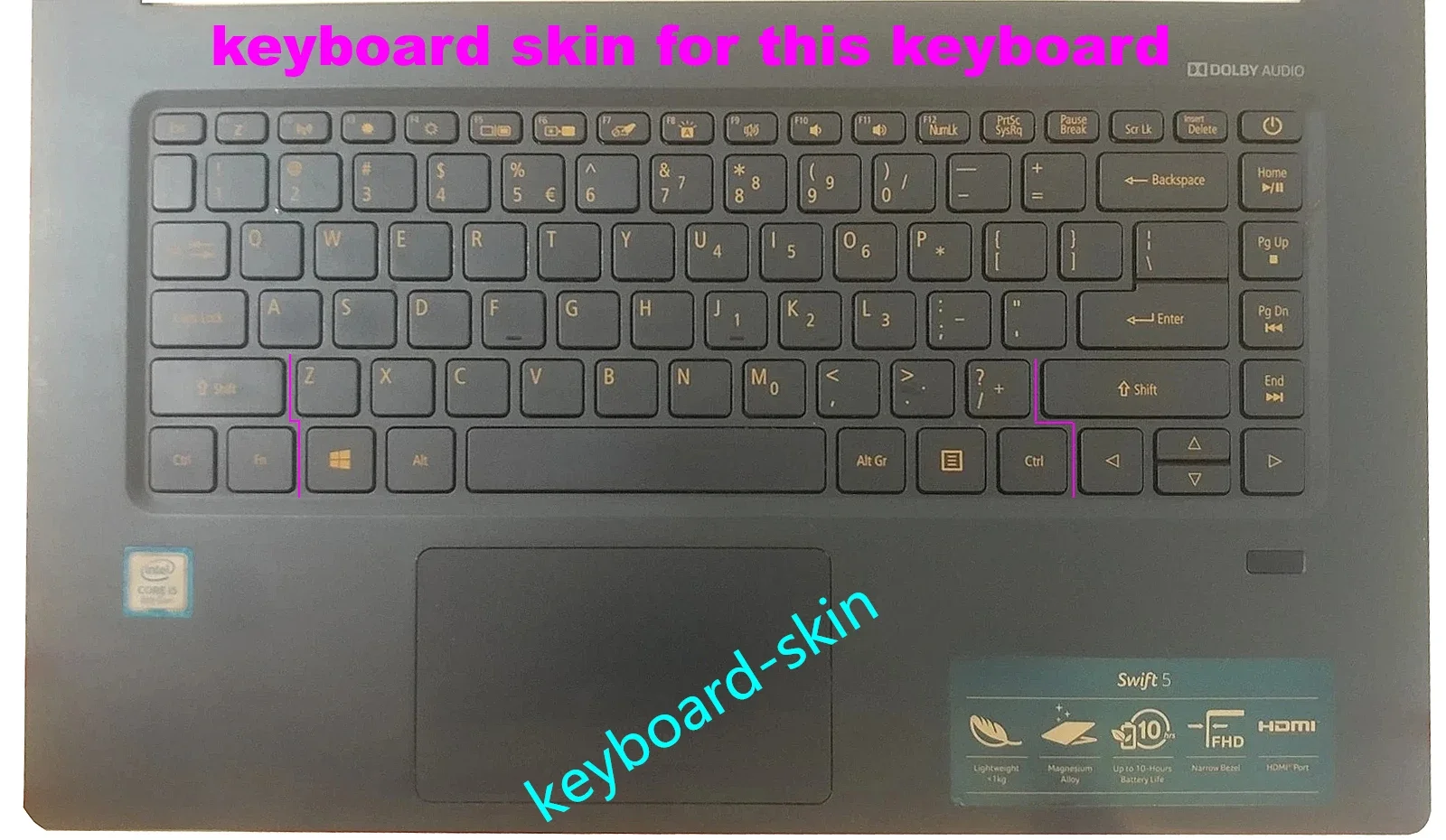 US Keyboard Silicone Protector Skin Cover for Acer Swift 5 SF515-51 SF515-51T N18P2 laptop