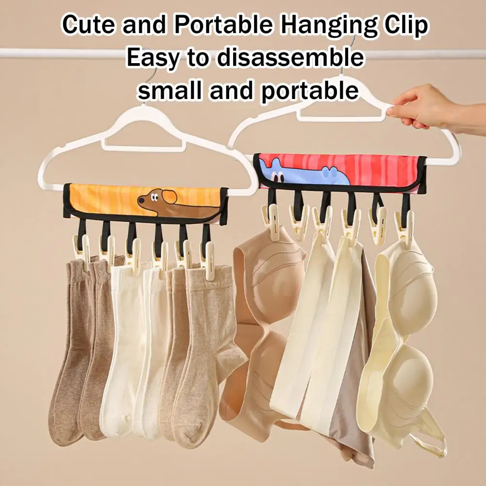 Multi-use Hanger Clothes Drying Hanger Portable Clothes Hanger with 6 Clips Foldable Travel Laundry Organizer Multi-use Drying