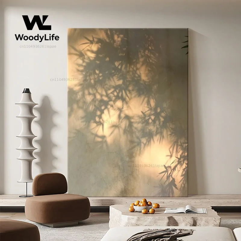 Light and shadow bamboo modern simple living room decorative painting hand-painted  background wall entrance hanging painting