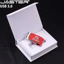 JASTER Colorful Leather USB 3.0 Flash Drive 128GB Pen Drive Wedding Box Free Custom Logo 8GB Photography High Speed Memory Stick