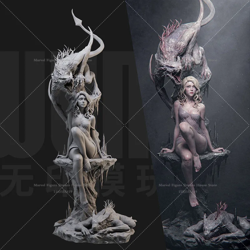 

1/24 1/18 Scale Fantasy Character Series Princess and Evil Dragon Myth Legend DIY Self-assembled GK 3D Resin Un-panited Dolls