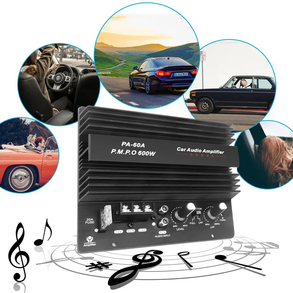 Scheda Amplificatore Audio Per Auto 600W, 12V, Per Subwoofer, Modulo In Alluminio Per Alti Bassi, Montaggio Facile