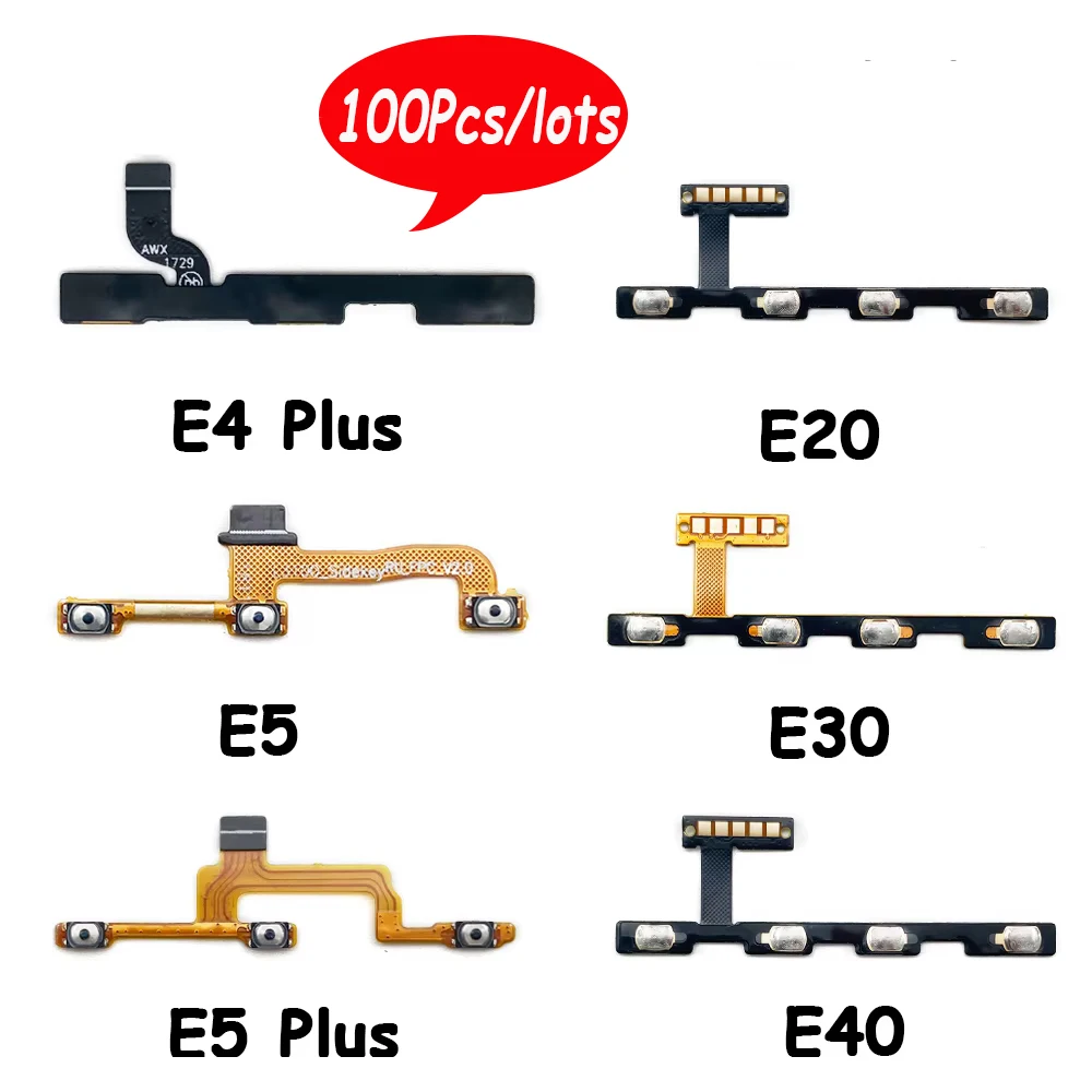 100Pcs，Power Switch On/Off Button Volume Key Button Flex Cable For Moto E20 E30 E40 E6s E7i E7 Power E6 Plus E5 Play Go Edge