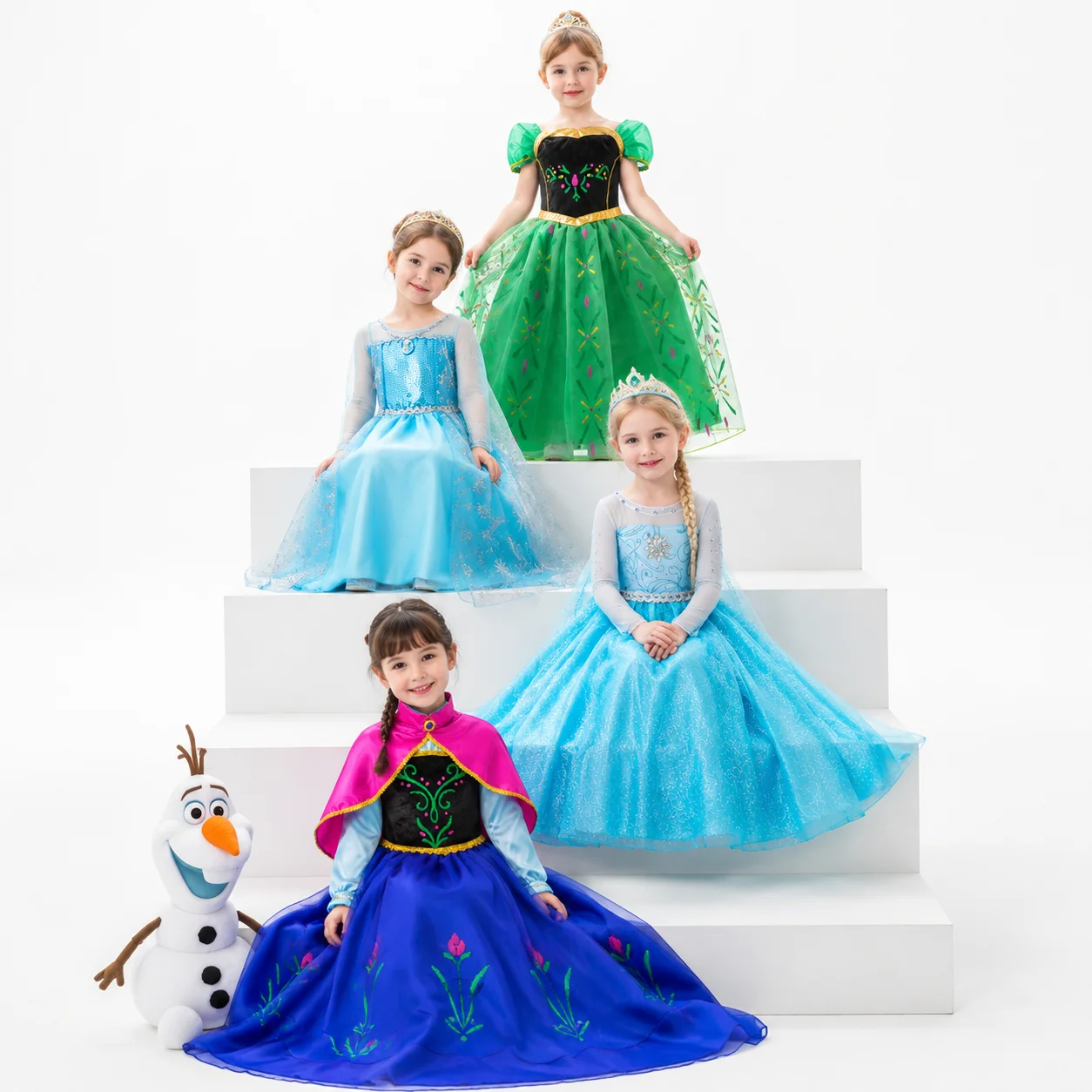 Vestido de Cosplay da Elsa Anna para Meninas, Fantasia de Rainha da Neve para Aniversário, Halloween, Natal e Carnaval, Tamanho para Crianças de 2 a 8 Anos