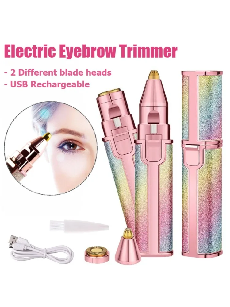Rasoir de sourcils électrique pour femmes 2 en 1, épilation faciale et rasoir à sourcils, rasoir indolore pour le visage et le corps