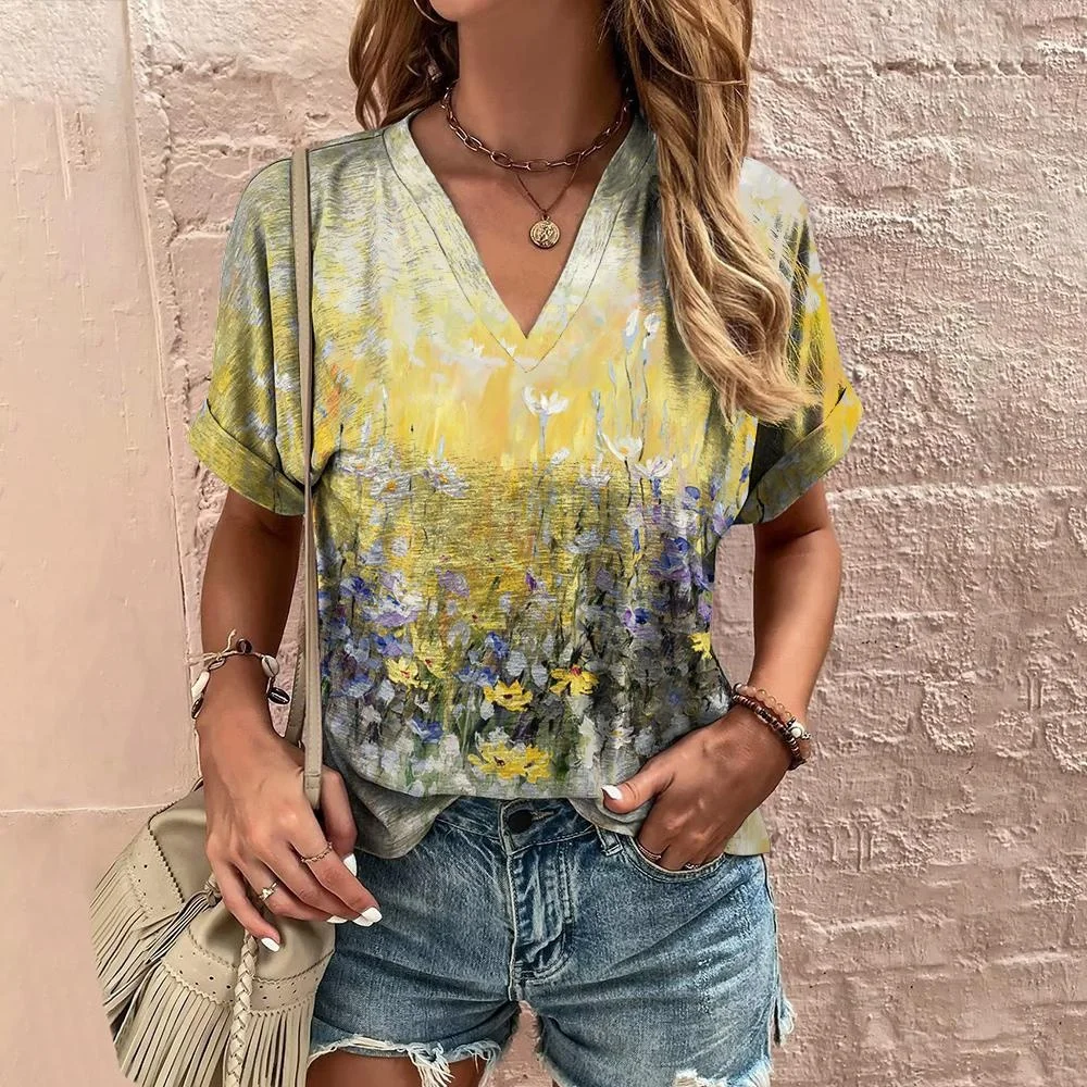 

Fashion Floral Flower Graphics 3D Print T-Shirts Woman Summer T Shirt Streetwear Women's Y2K Tops Oversized Clothing Girls Tees
