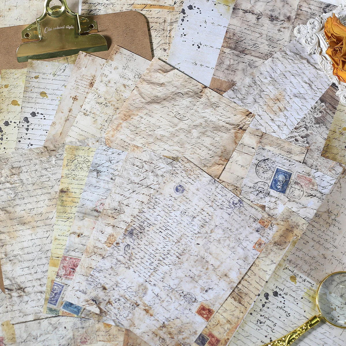 30 Blatt Scrapbook-Papier Dekorationspapier Hintergrundmaterial Bastelpapier Collage Junk Journal Album Verzierungsmaterial Papier