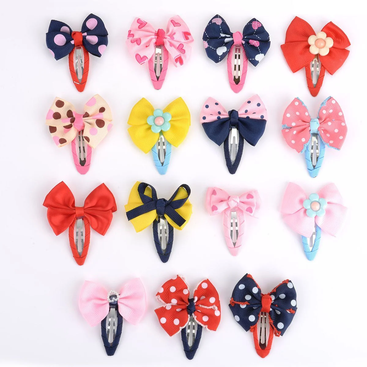 15pcs Bow Barrettes Hair Snaps Bowknot Hair Clips Headwear for Baby Kids Children Girls (Random Color)