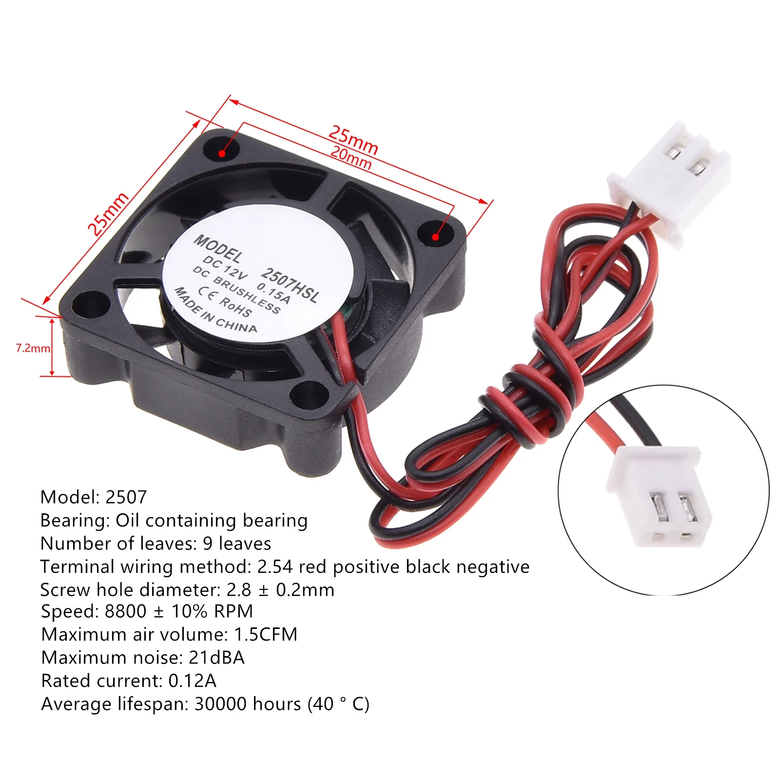 Geräuscharmer DC12V bürstenloser Ölgekühlter Lüfter, für Stromversorgung, Spielzeuggehäuse, verschiedene Größen verfügbar 2 3 4 5 6 7 8 9CM, geräuscharm – Detail 2