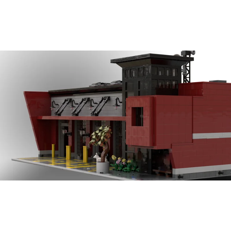 シティストリートビューモデル Moc ビルディングレンガモジュラー消防署テクノロジーブロック車のギフトクリスマスおもちゃ DIY セットアセンブリ