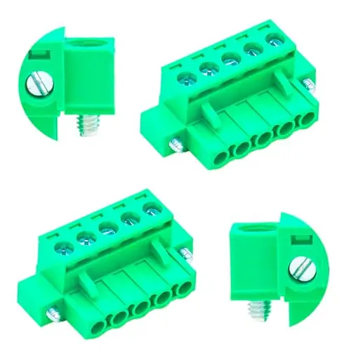 10 PCS 5.08mm 5 Pin Phoenix Type Connector Green PCB Screw Plug Terminal Block 5 Pole with Screwable Flanges