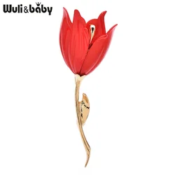 Wuli&baby Big Tulip Flowers Brooches For Women Unisex Charming Classic 4-color Flower Plants Office Party Brooches Pins Gifts