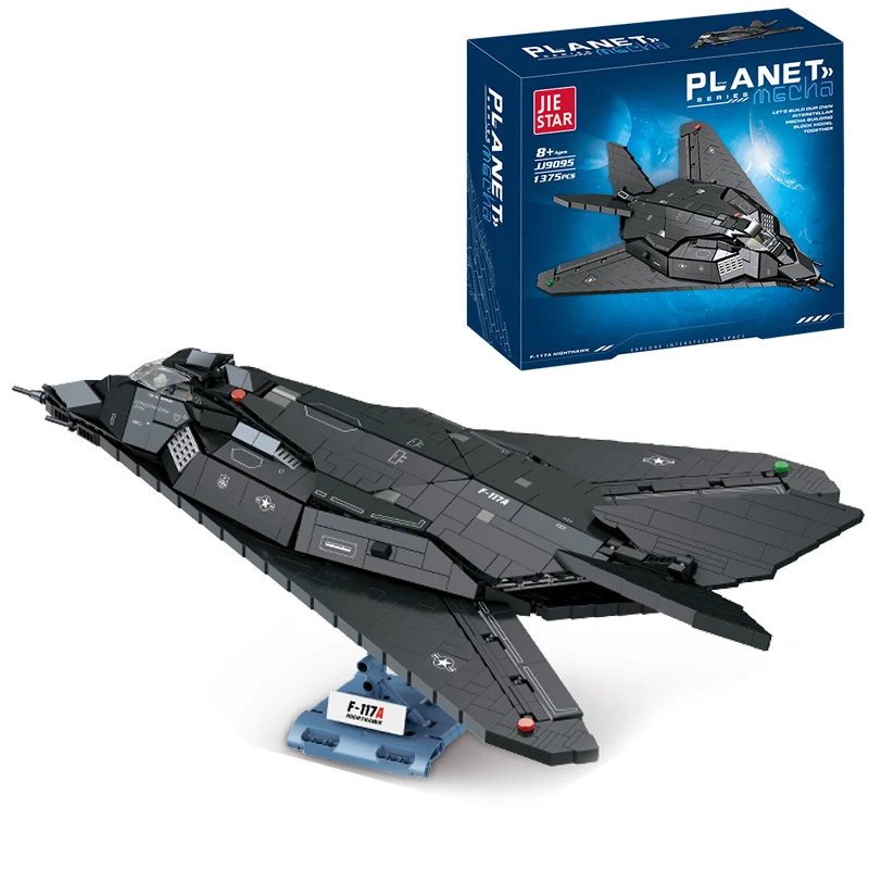 1375PCS Technische F-117A Nighthawk Stealth Fighter Jet Bausteine Militär Flighter Ziegel Spielzeug Kinder Geburtstag Geschenk