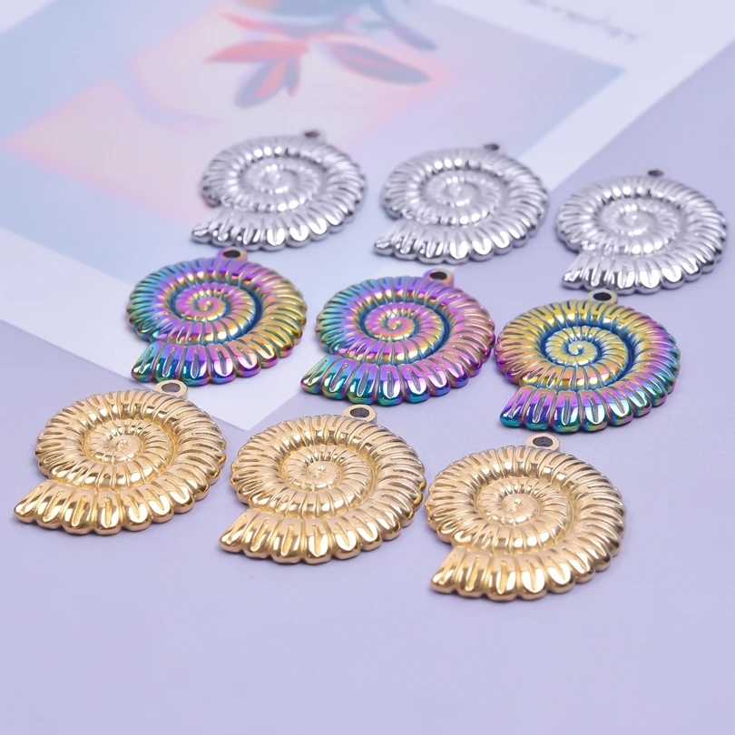 3/5Pcs Wholesale Marine Life Conch Shell Charms Jewelry Making Dijes Summer Sea Animal Pendant Necklaces Parts Para Bisutería image 5