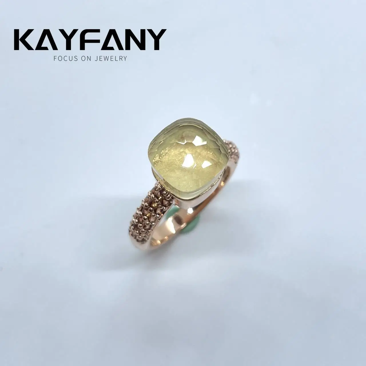 

Classic Ring Inlay Brown Zircon Women Crystal Ring Rose Gold Plated 32Colors Candy Style Ring Yellow Lemon Crystal Jewelry