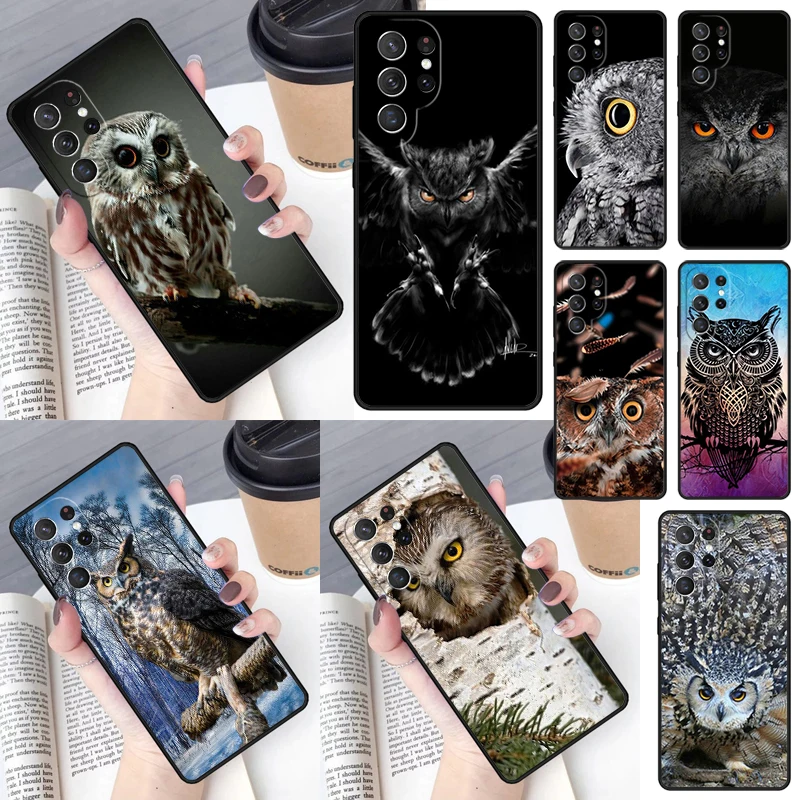 Owl Animal Pattern Phone Case for Samsung Galaxy S26 Ultra S25 S24 S23 S22 S21 S20 Note10 Plus FE Cover