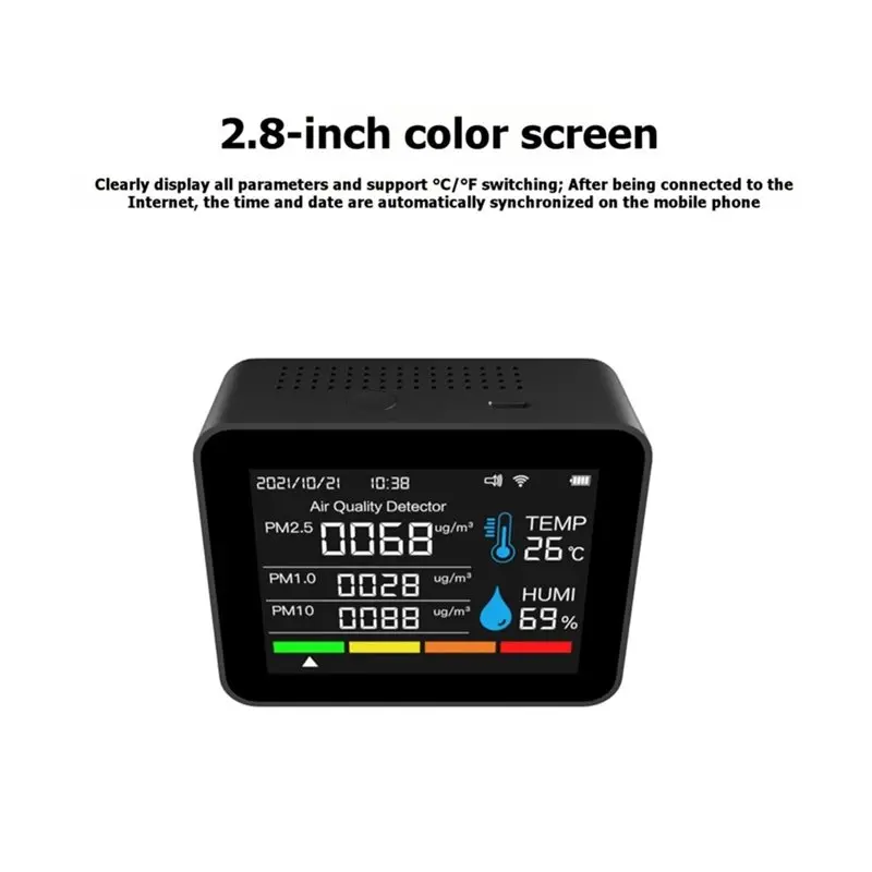 ABMI-Tuya Smart WIFI Air Quality Detector 9 In 1 Indoor PM2.5 PM10 Temp Humidity Tester For Home Room Monitoring,
