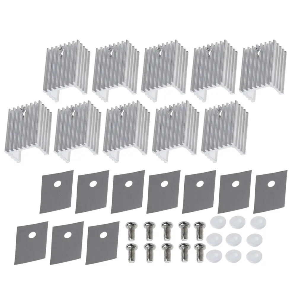 

10Pcs Aluminum Transistor Heat Sink to-220 Insulation Kit High Efficiency Cooling Radiator Metal Voltage Regulator Heat Sink