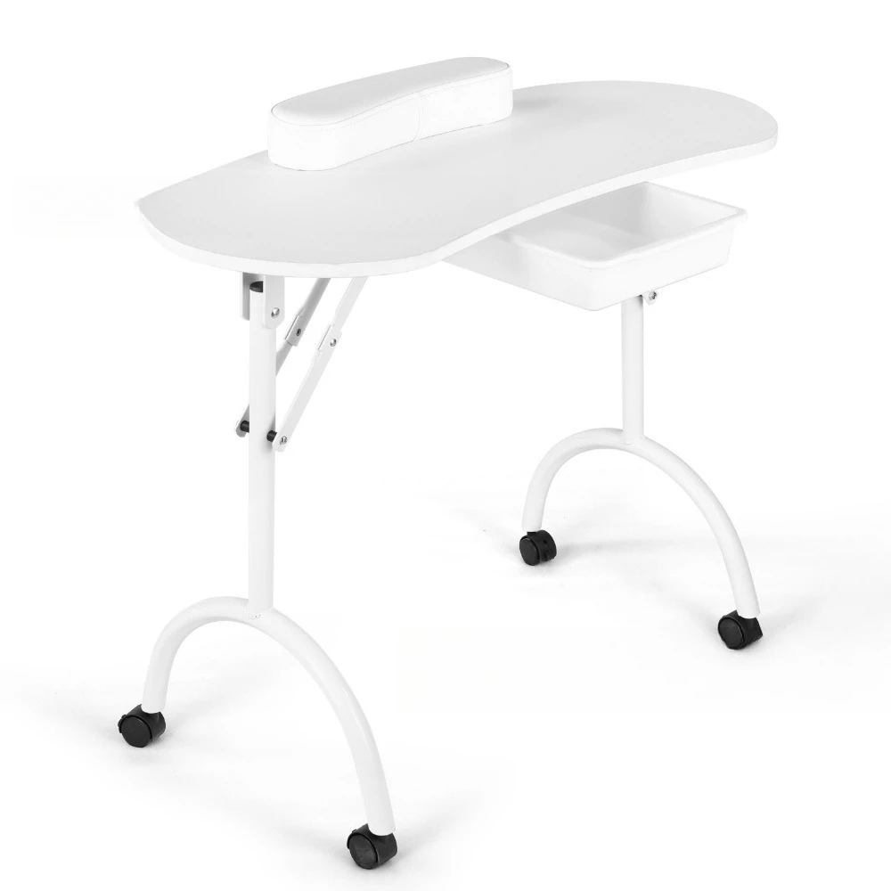 

Fashion Nail Art Table With Comfortable Bench Technician Haircut Portable Folding