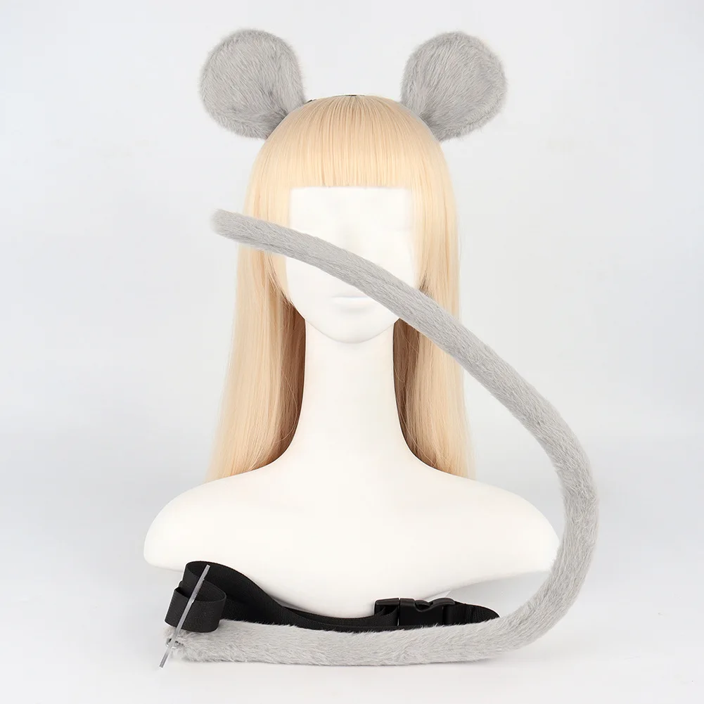 Costume de Hamster Cos, bandeau d'oreille de souris en peluche, bande dessinée, déguisement de Cosplay, accessoires de queue d'oreille de bête