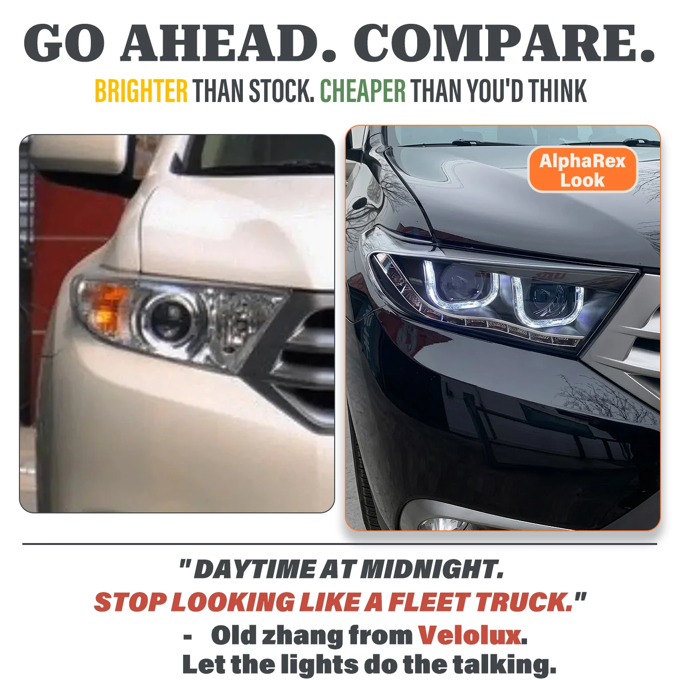 For Toyota Highlander XU40 2012-2014 Full LED Headlights Modernization old to new updrade w/ Aggressive DRL Tear-Drop Projector