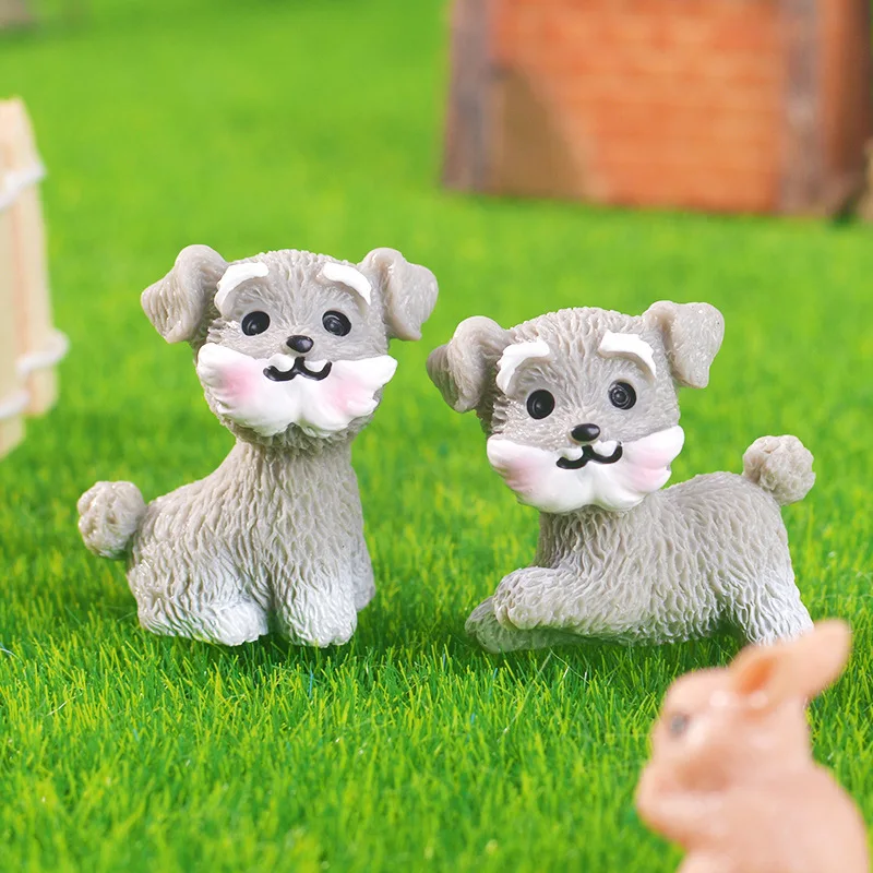 

8Pcs Miniature Schnauzer Dog Statues Resin Durable Garden Decor Accessories Tiny Puppy Sculptures Cute Indoor Outdoor Decoration