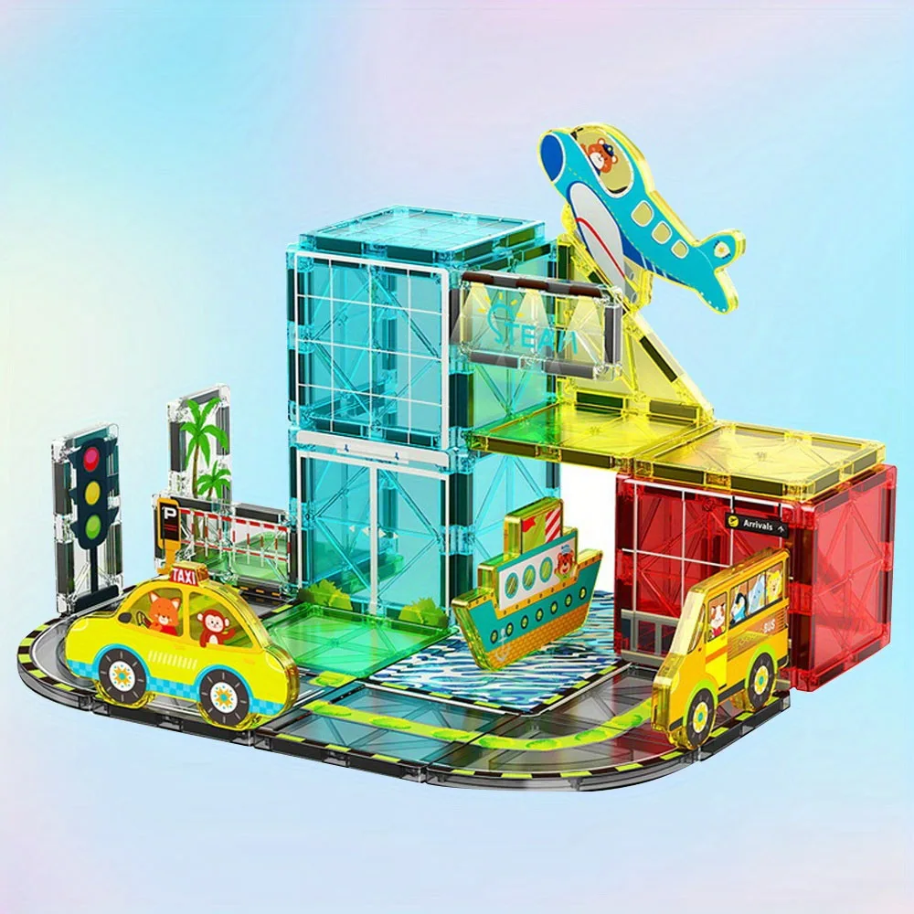 ตัวต่อแม่เหล็กเมือง DIY 32 ชิ้น - ของเล่น STEM ขนาดใหญ่ MOC ของเล่นแม่เหล็กสร้างสรรค์ ของเล่นแม่เหล็กเสริมพัฒนาการเด็ก ของขวัญ