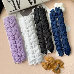 10Pcs/Card Solid Grosgrain Ribbon Hair Bows with Clips Girls Small Bow for Children Headwear DIY Kids Baby Hair Accessories