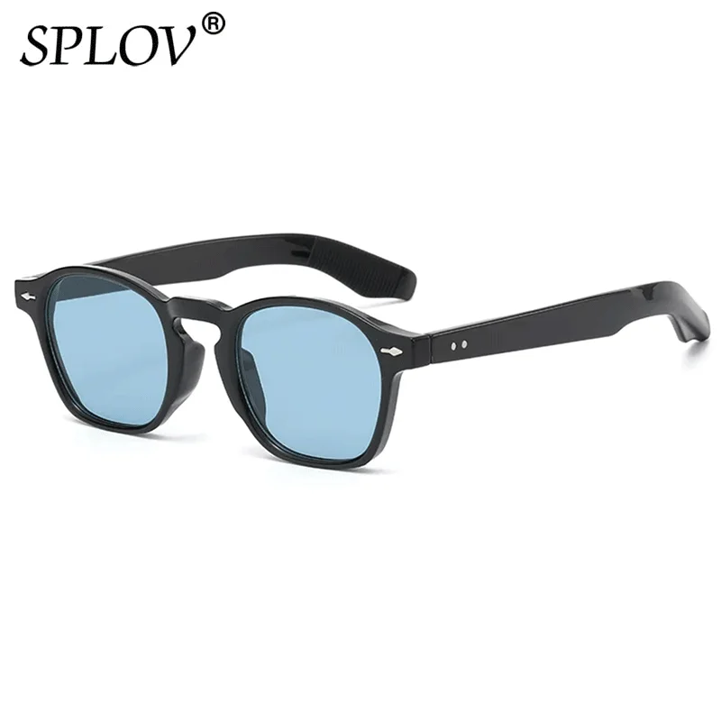 Fashion Round Sunglasses Men Brand Designer Retro Transparent Shades Rectangle Frames Quality Driving Eyewear Women Vintage Blue