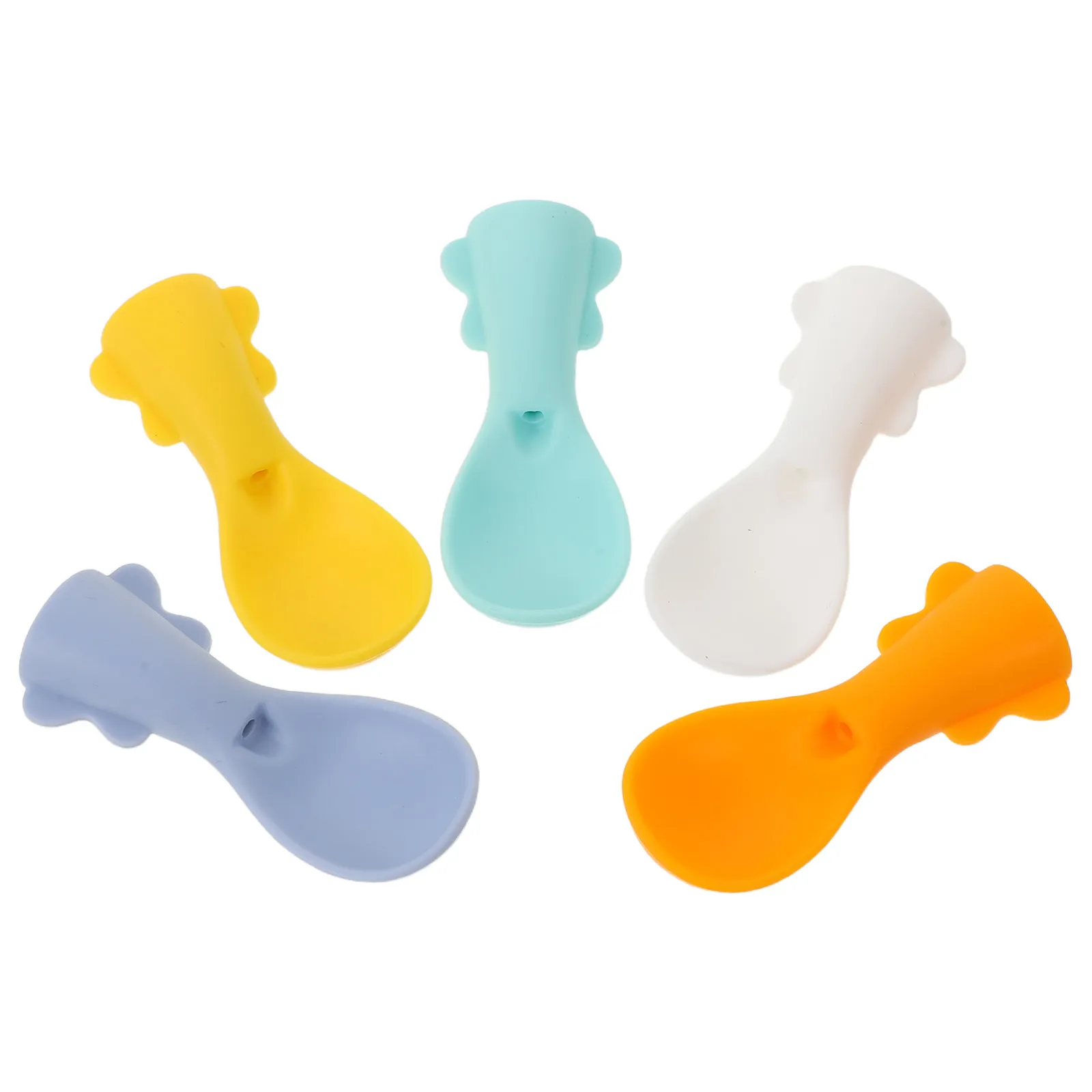 

5Pcs Baby Spoon Holder Case Leakproof Travel Pouch Spoon Attachment Silicone Baby Utensils Storage Transparent Feeding Set