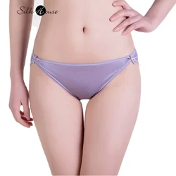 Women's Fashion New Low Waist Traceless Breathable Bow Knitted Natural Mulberry Silk Girl Triangle Underwear