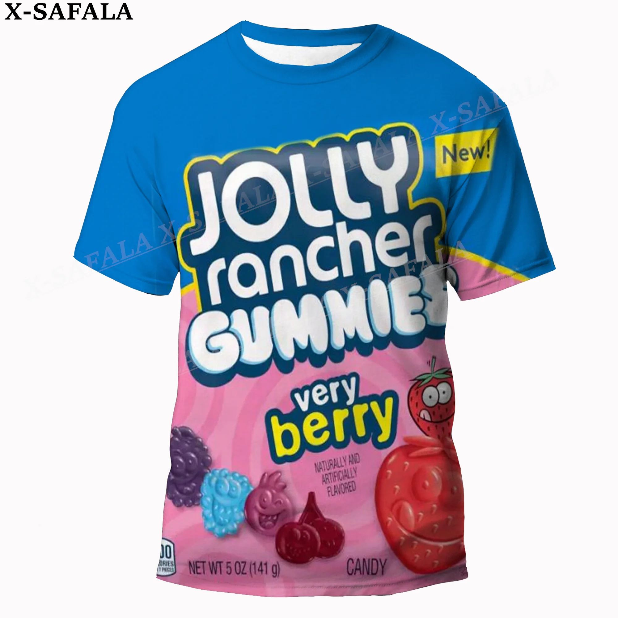 Novelty Funny Candy Food Snack Customized 3D Printed High Quality Milk Fiber T-shirt Round Neck Men Female Casual Tops-1