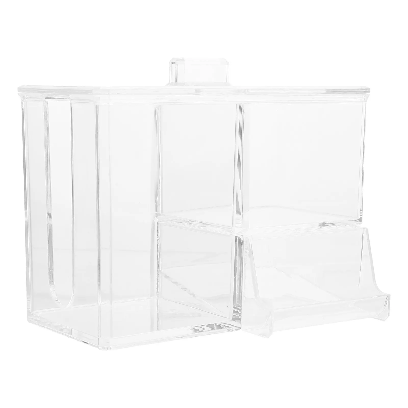 

Household Cotton Pad Storage Box 3-Compartments Lidded Organizer Makeup Sponge Case Cotton Swab Container Dustproof Transparent