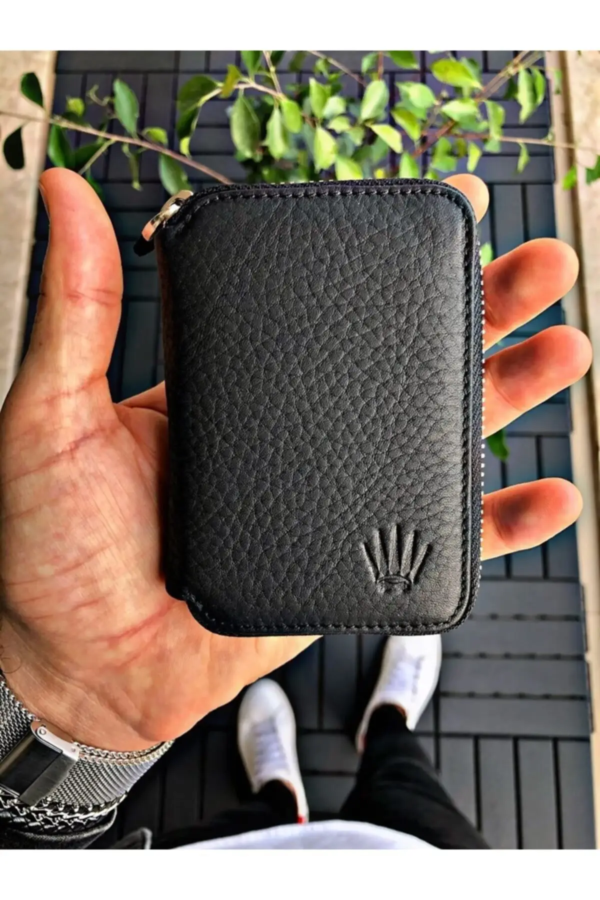 Black Mini Wallet Genuine Leather Men 'S Accessory