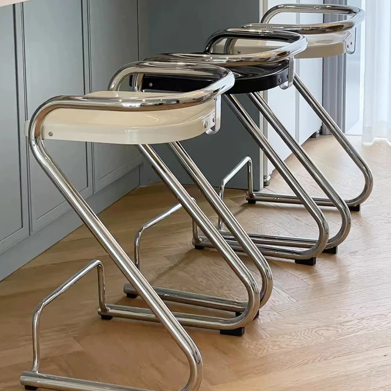 Chaise de bar nordique de luxe en métal avec dossier, confortable et relaxante, pour cuisine et mobilier de cuisine