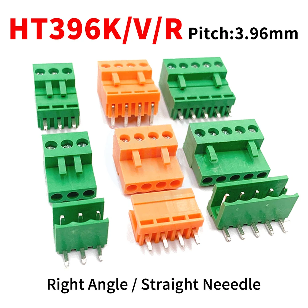 (10 Sets) HT396 3.96mm terminal HT 396K + 396V / 396R 3.96 Male/female Green Orange terminal right Angle pin plug set of 2 ~ 12P
