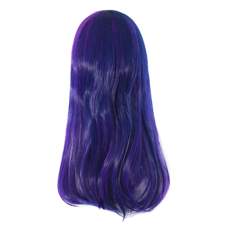 Pônei crepúsculo brilho cosplay traje headwear prop peruca preto roxo cor bloqueando cabelo longo