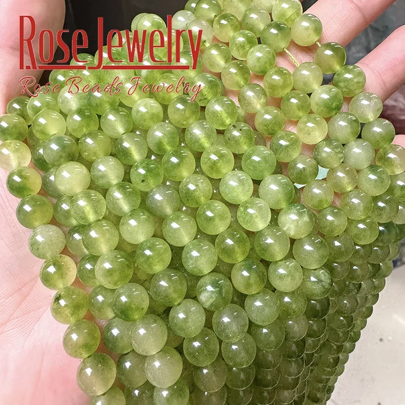 Natural Green Chalcedony Jades Beads For Jewelry Making Round Loose Spacer Beads DIY Charms Bracelets Accessories 6 8 10 12 14mm