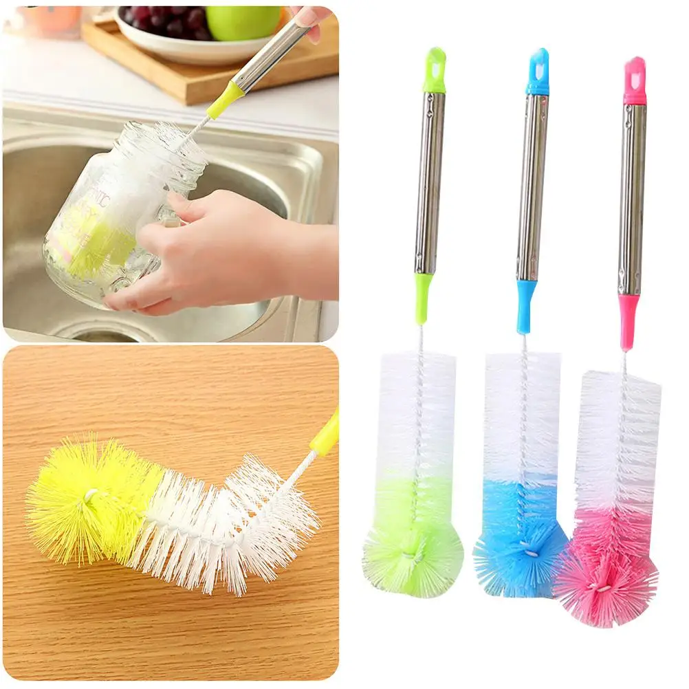 

3 Pcs Bottle Brush Nylon Washer Cup with Long Handle Stainless Steel Cleaner for