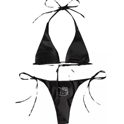 

Dopne Girl Cute Kit Rhinestone Sexy Tie Bikini for Women Hot Spring Beach Swimwear Sports Yoga Fitn Fans Supplies