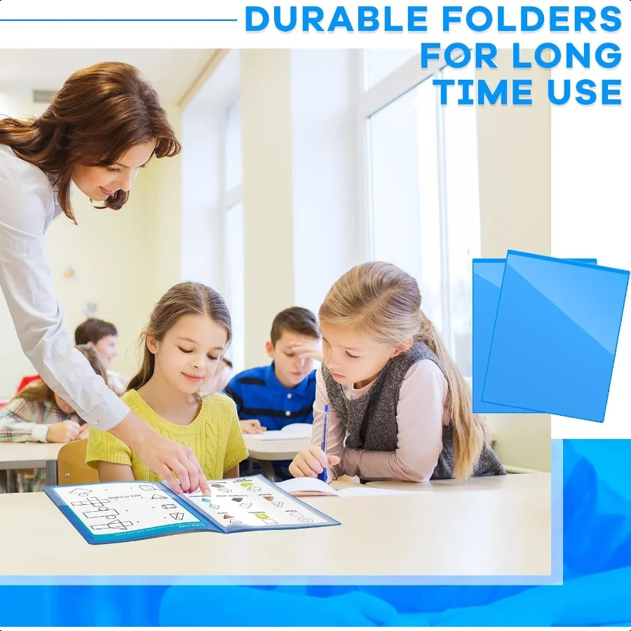 12 шт. 2-карманные папки для школы и дома с 4 прозрачными внутренними карманами. Пластиковые сверхмощные папки для домашних заданий. Батьки, учителя, коммуниции.