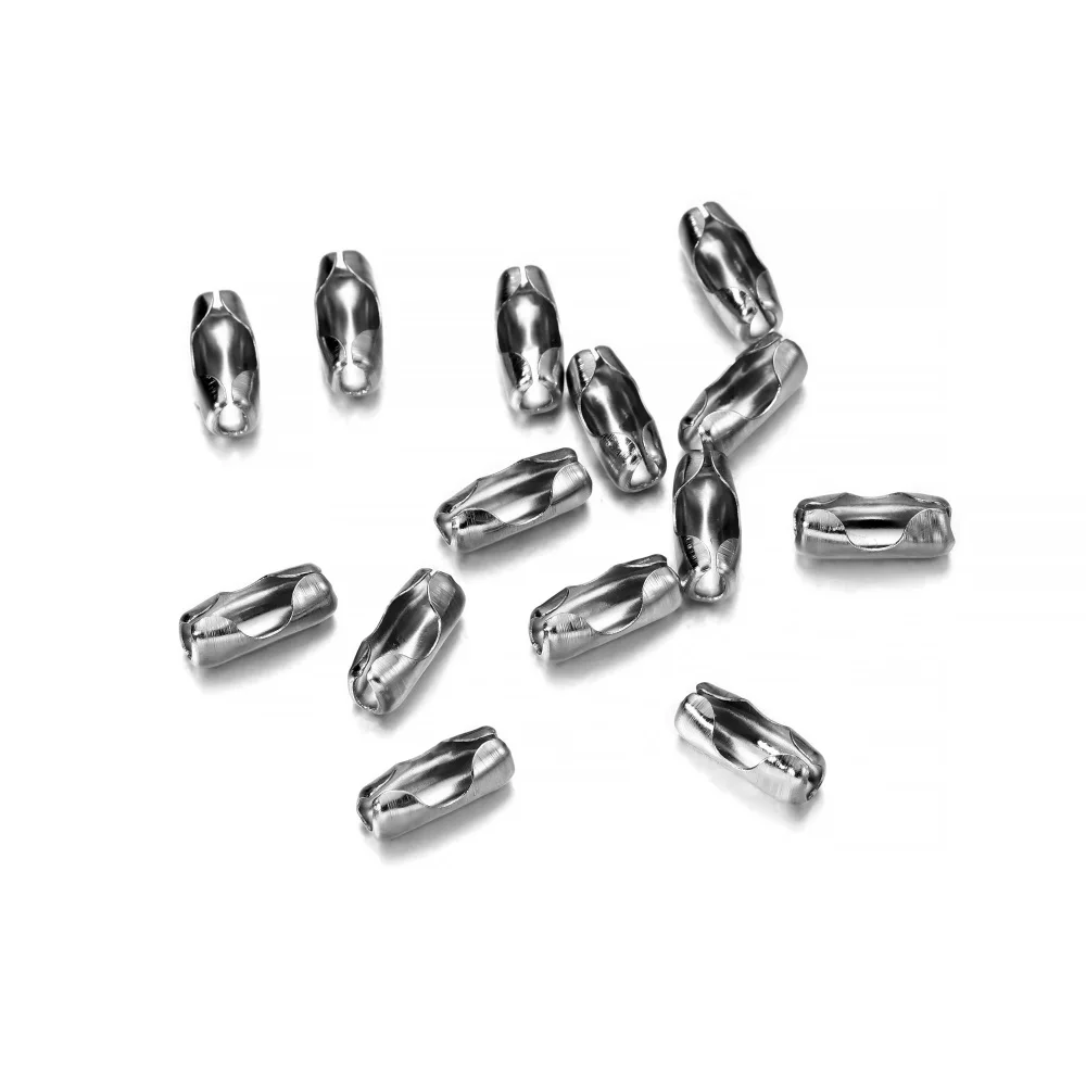 50pcs/Pack 1.5-5mm Stainless Steel Ball Chain Connector Clasps End Beads Crimp For DIY Jewelry Necklace Making Accessories