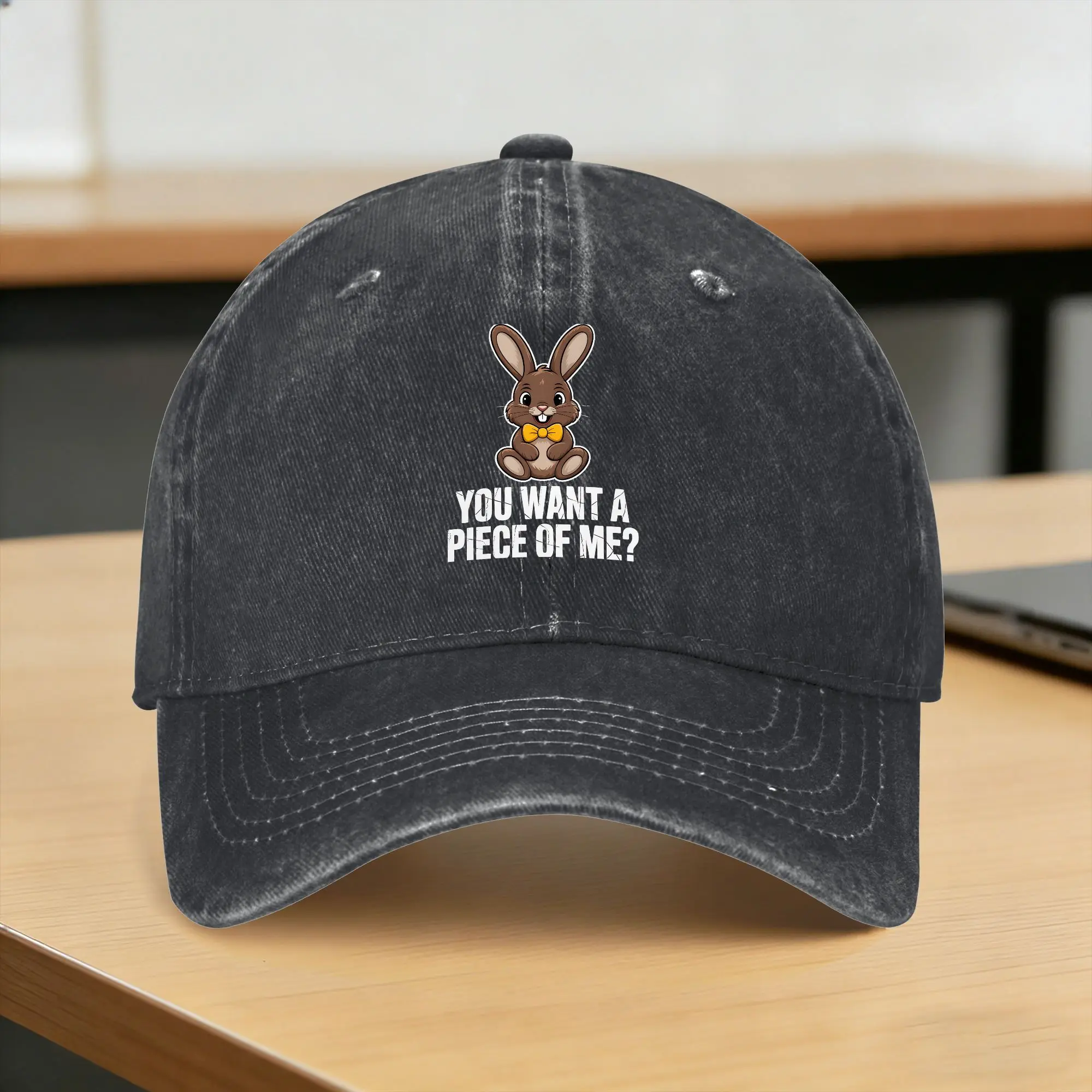 Chocolate Bunny Do You Want Piece of Me Funny Easter Rabbit Sun Baseball Cap  y2k Retro Unisex-Teens Washed Trucker Hat Hot Sale