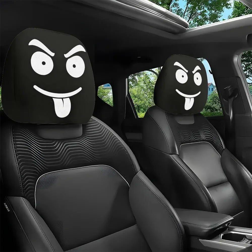 Tongue-Out Funny Expression Headrest Covers, Soft & Comfortable, Dust-Proof & Elastic Car Seat Headrest Covers